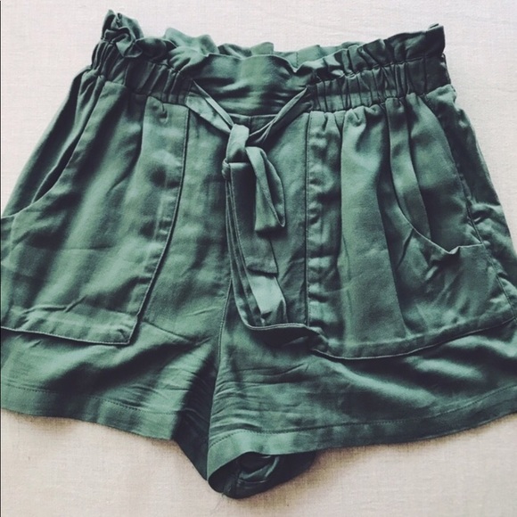 Pants - High Wasted Olive Green Shorts